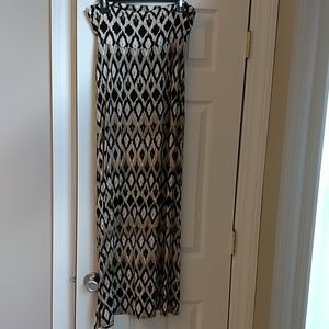 Max Studio, tan, BLK, white Maxi skirt, sz small